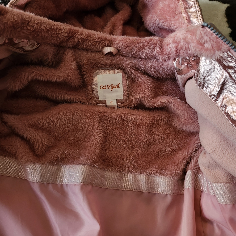 Cat & Jack Shiny Pink Hooded Jacket - Picture 3 of 4